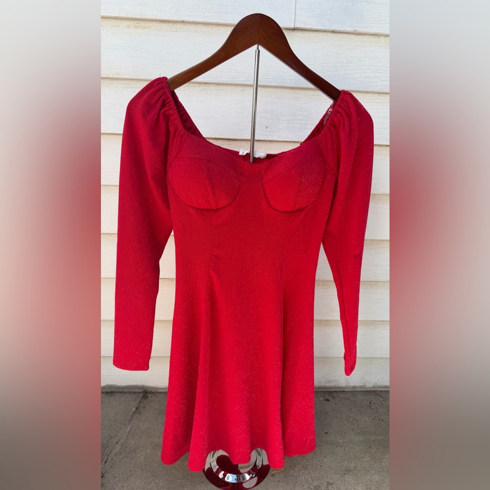 Lily Rose Molded Cup Glitter Knit Skater Dress - NWT